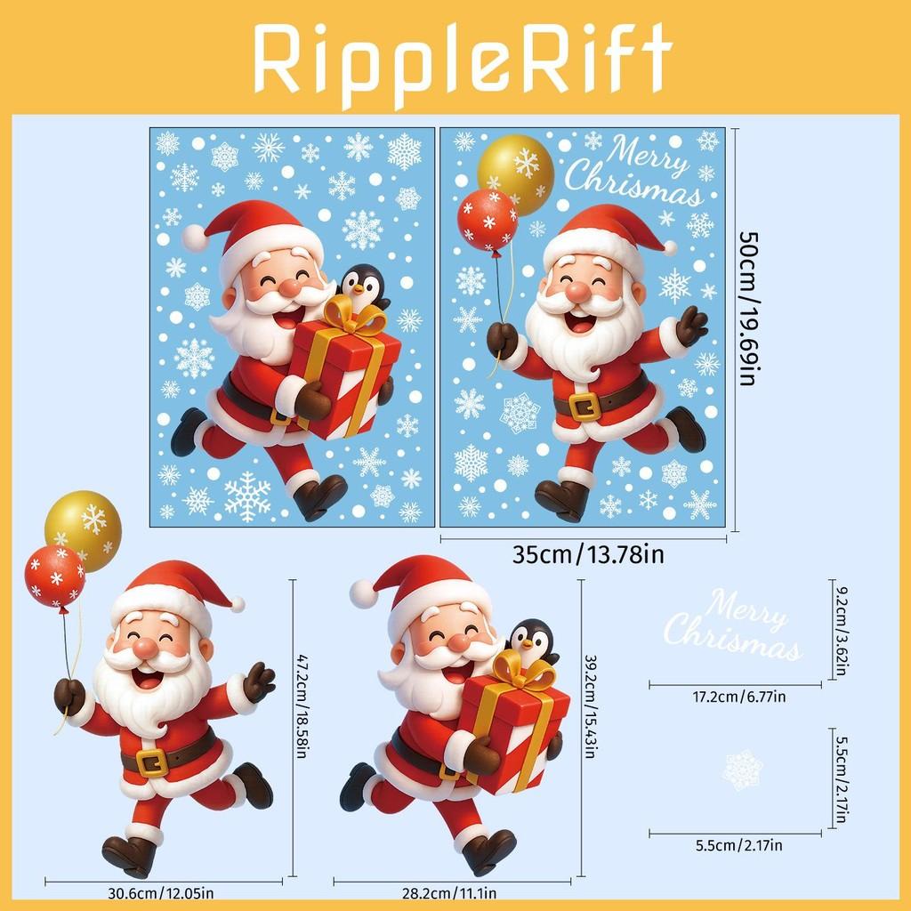 Holiday Window Stickers With Pvc Snowflakes Penguins And Santa For Christmas