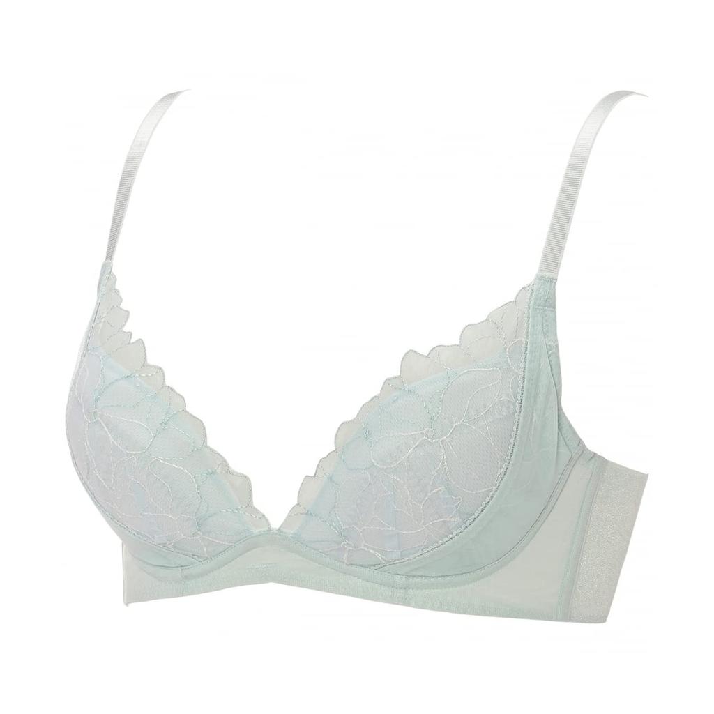 AMOSTYLE Charming Glamor Wireless Sparkling M010 Size D70 Bra, Ocean, (Green),