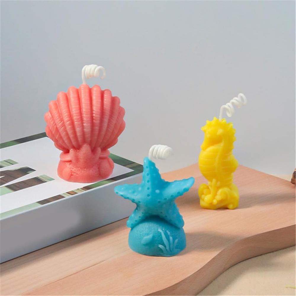 Candle Making Sea Animal Silicone Mold DIY Starfish Seashell Sea Seahorse Epoxy Resin Soap Wax Making Molds Home Decor Ornament
