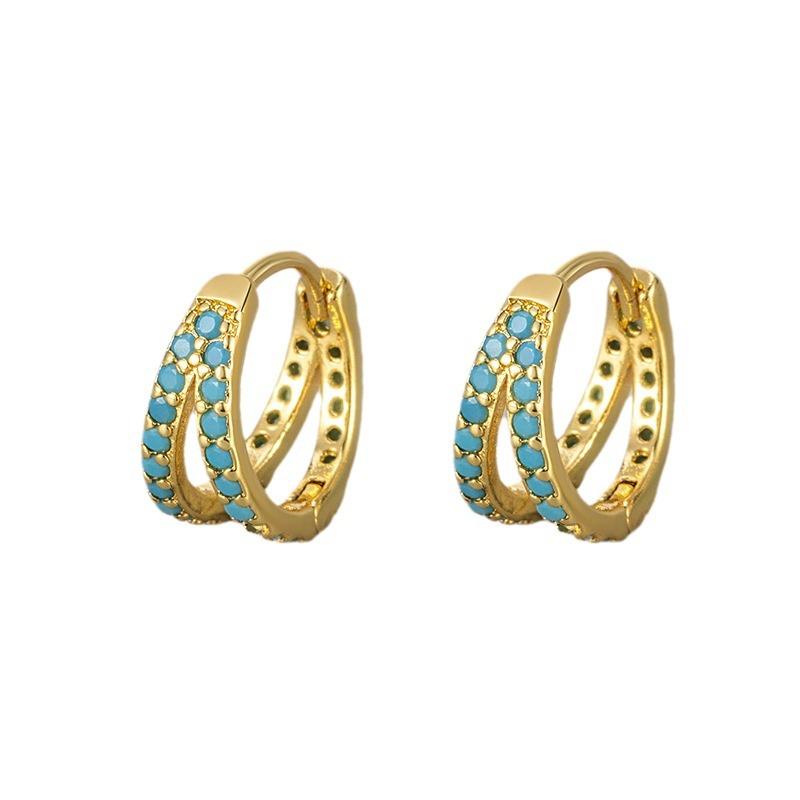 Minimalist Double Layer Zircon Diamond Stud Earrings For Women Chic Unique Versatile Hoop Earrings Fashion Jewelry