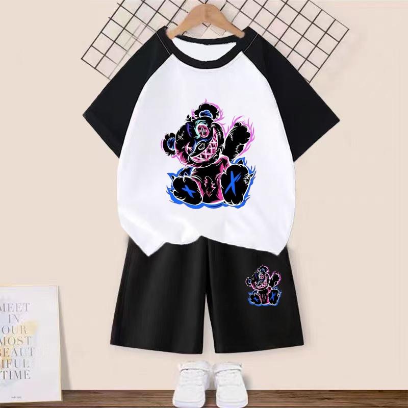 Boy and Girl Baby Set Cartoon Printed Children's Sports Set