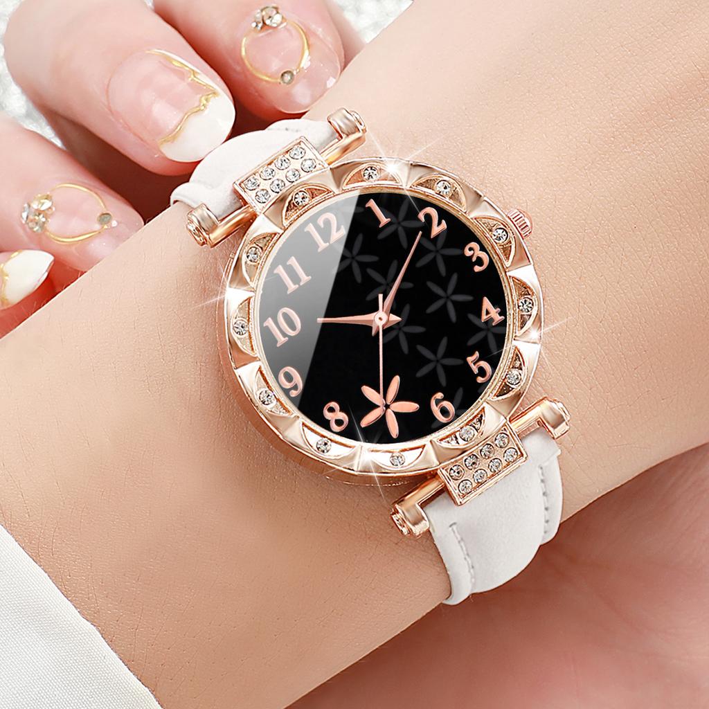 Women Flower Dial Watch Fashion Leather Band Quartz Wristwatches For Ladies Clock Reloj Mujer
