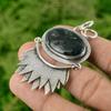 925 Sterling Silver Oval Solar Moss Agate Stone Daughter Wedding Elegant Pendant