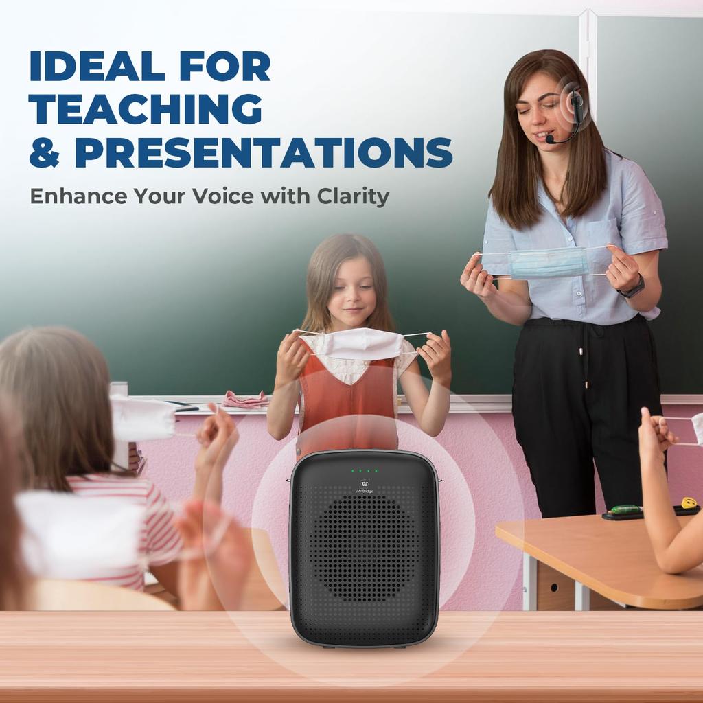 W WINBRIDGE 15W Kompakt Bärbart PA-system med Headset och Idealiskt för Detaljhandel Turism och Talare A002 Högtalare, Handsfree Högtalare, Mikrofon, Evenemang,