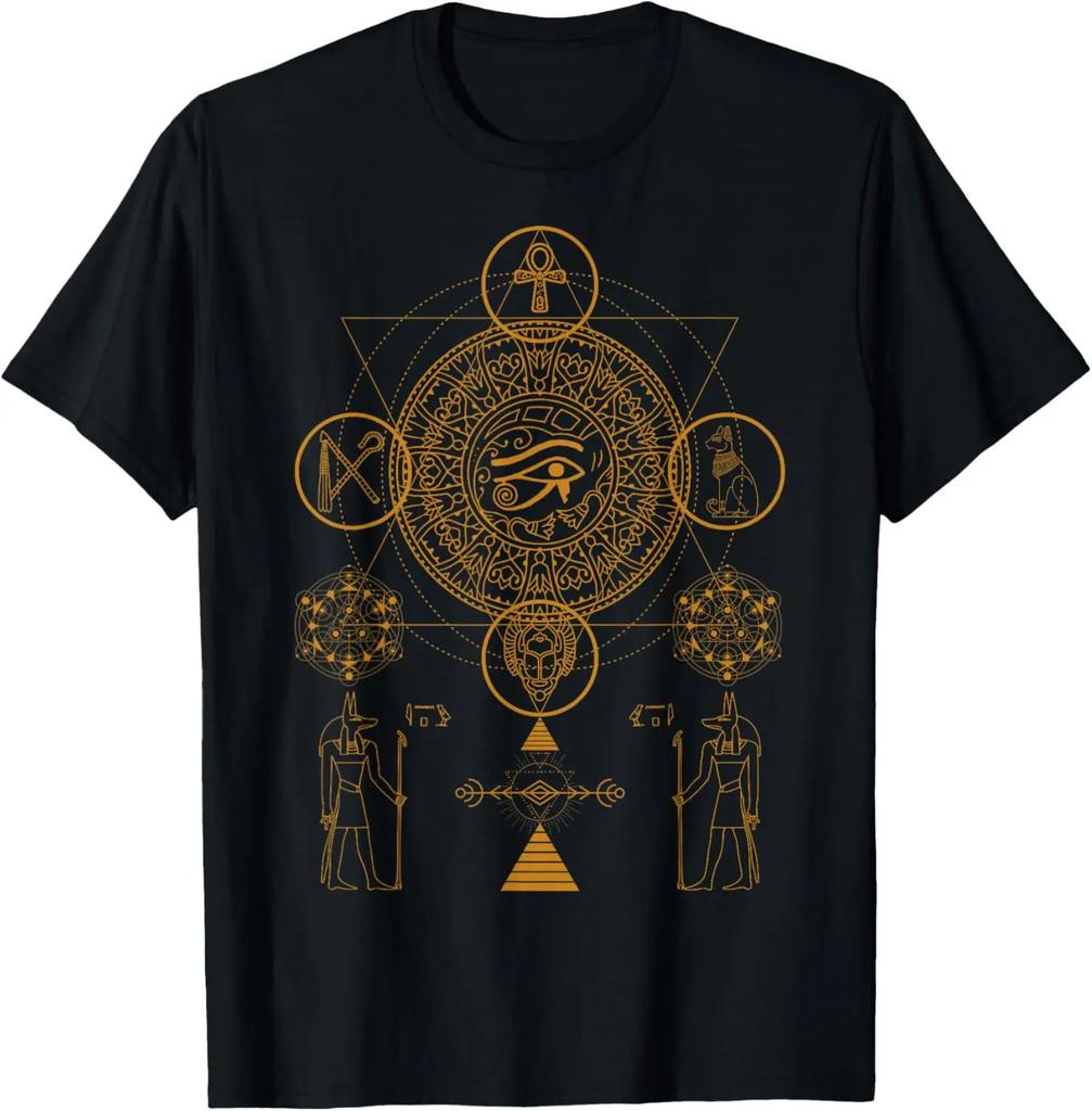 Sacred Geometry Egyptian Eye of Horus Graphic TShirt Unisexs Breathable Cotton Crew Neck Tee