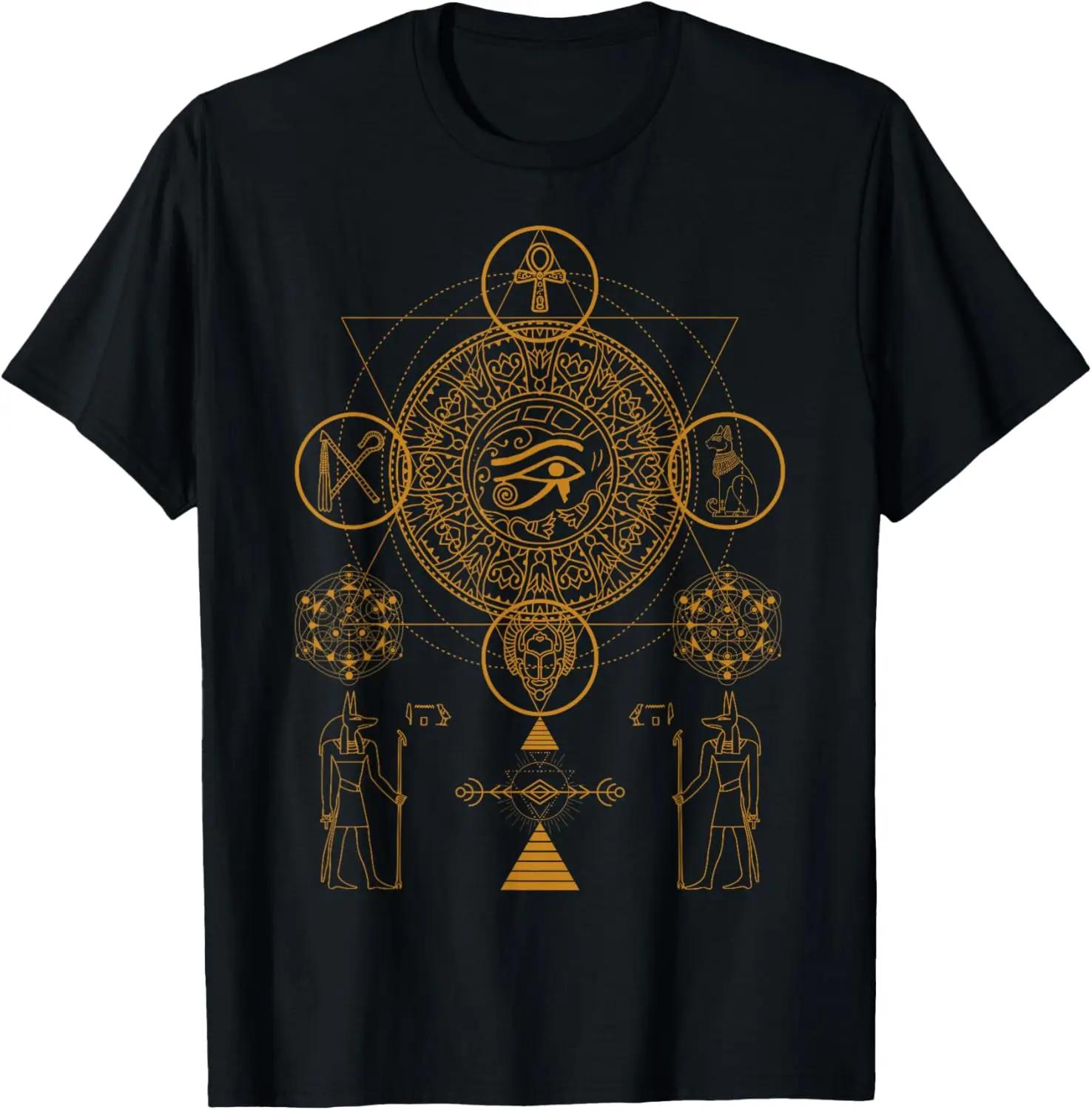 Sacred Geometry Egyptian Eye of Horus Graphic TShirt Unisexs Breathable Cotton Crew Neck Tee S