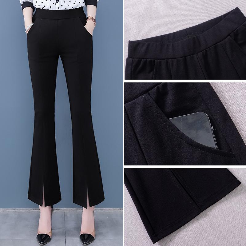 New 2026 Split Flared Pants with Drape Effect, High-waisted Plus-size Cropped Casual Pants