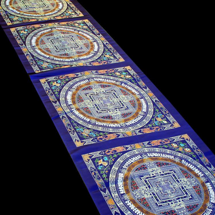 72*72cm Tibetan Imitation Cloud Brocade Woven Gold Fabric Dragon Pattern Eight Treasures Pattern Ethnic Style Religious Supplies королевский синий