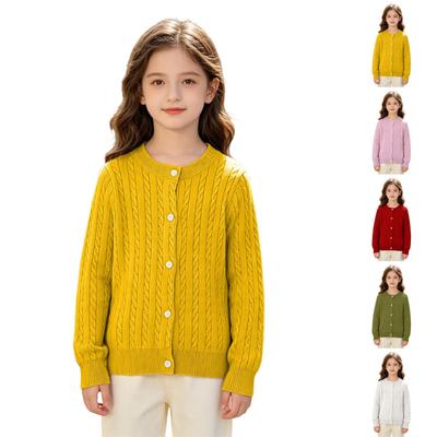 Kinder Vintage Zopfmuster Cardigan Weicher Bequemer Pullover für Jungen Mädchen Alltagsbekleidung