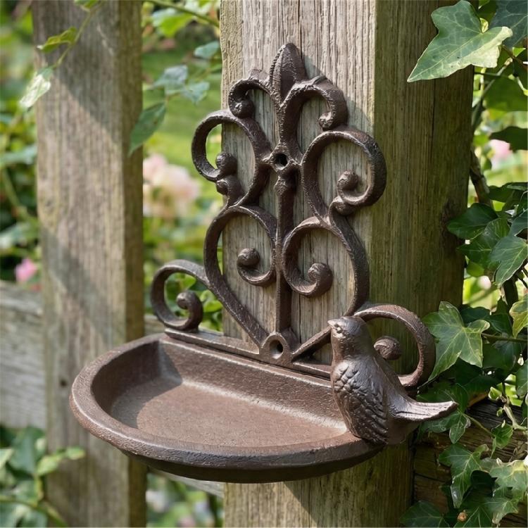 Handcrafts Cast Iron Bird Food Dish Wall Decors With Nordic Design Hanging Bird Feeding Station For Home Backyard Garden