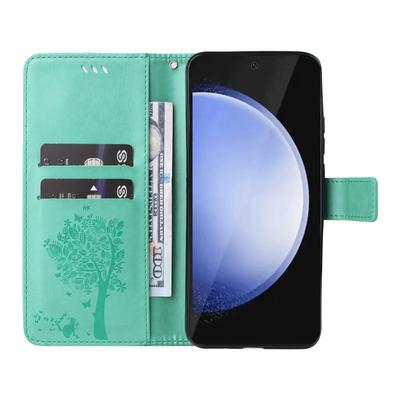 For Samsung Galaxy S24 FE Phone Case with Stand Cat Tree Pattern Leather Wallet Mobile Cover