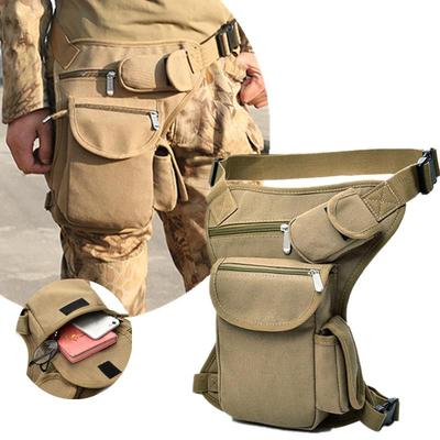 Men Canvas Drop Leg Bag Waist Bag Fanny Pack Belt Hip Bum Travel Multi-purpose Motorcycle Messenger Shoulder Bag