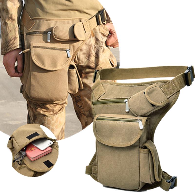 Men Canvas Drop Leg Bag Waist Bag Fanny Pack Belt Hip Bum Travel Multi-purpose Motorcycle Messenger Shoulder Bag