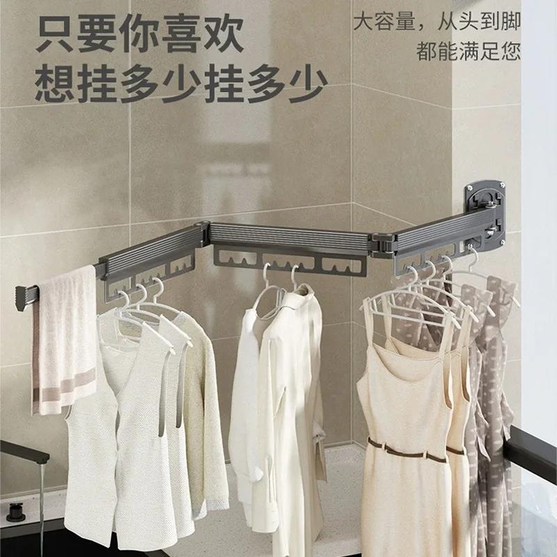 Folding Drying Best Rack No Punching Wall-mounted Household Multi-functional Indoor Drying Rack Balcony Retractable Invisible Hanger for Home