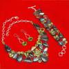 Shiney Labrodorite Peridot Quartz Jewelry Necklace Set 16-18''