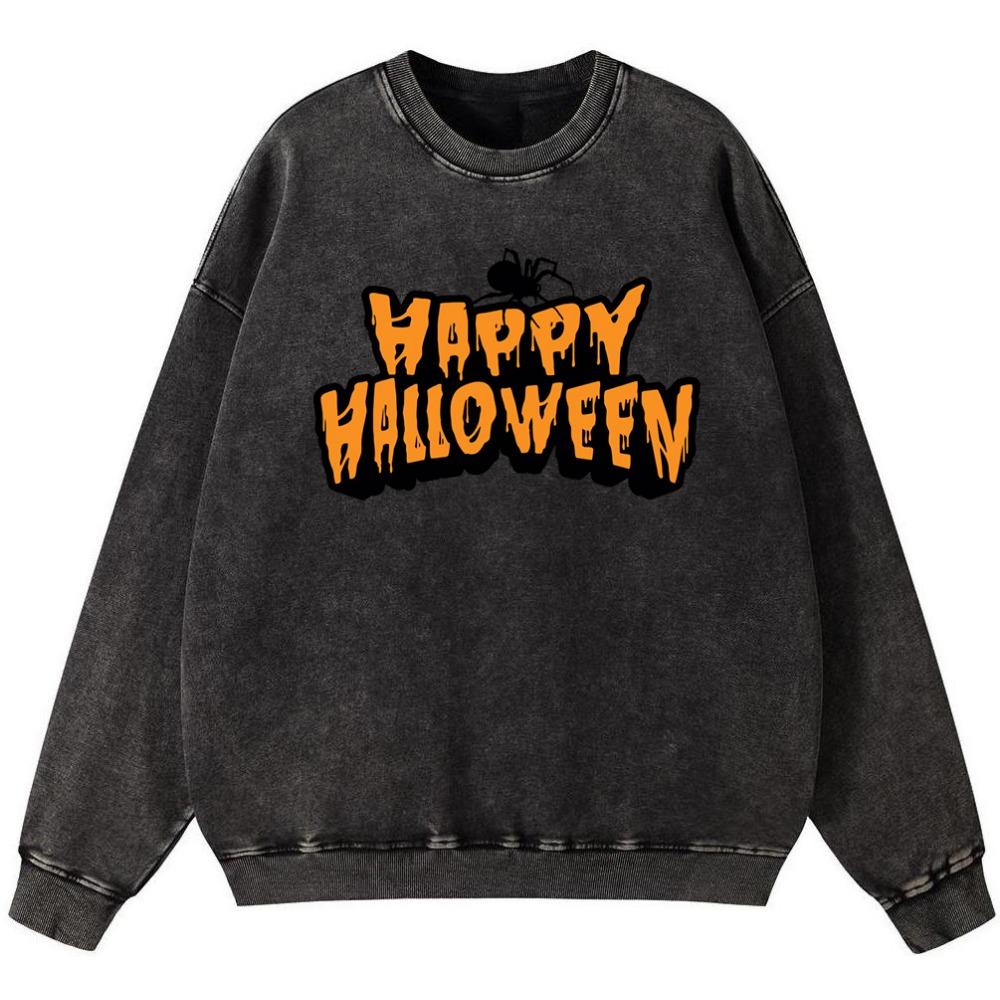 Happy Halloween Lady Vintage Washed Cotton Thin Style Sweatshirt  Pullover Autumn Hoodie Fashion Quality