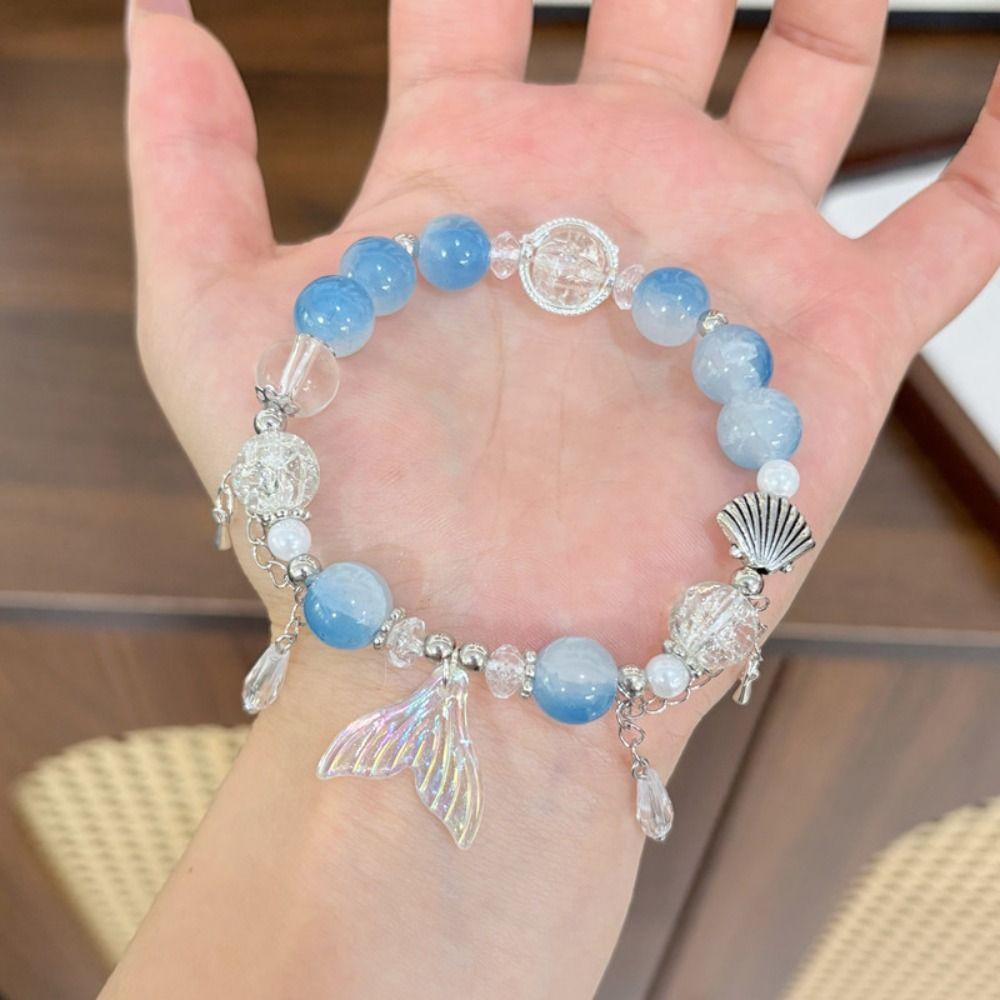 Crystal Beads Beaded Bracelet Fantasy Blue Tassel Bracelet New Star Chain Bracelet Jewelry Gifts