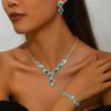 Ladies Earrings Necklace Bracelet Jewelry Set Claw Chain Bridal Jewelry Simple Blue Birthday Party Gift