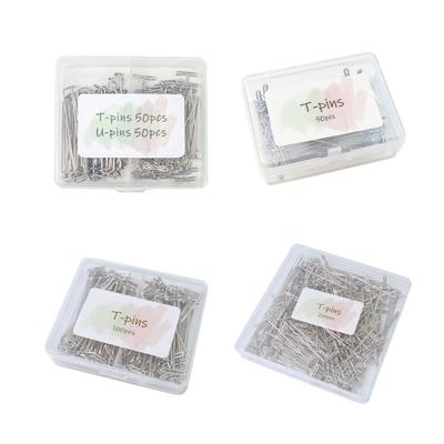 T-Pins Stainless Steel Wigs T Pins Silver Color Sewing Pins for Blocking Knitting Modelling Crafts and Office with Box