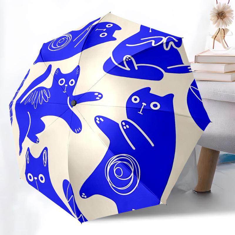 1 Stück Automatisch Öffnender/Schließender Kompakter Faltregenschirm mit Katzenmuster, Stabiles Dach mit 8 Speichen, Leicht und Tragbar, Für den Täglichen Gebrauch, Geschenk, Outdoor-Regenschirm, Reisen