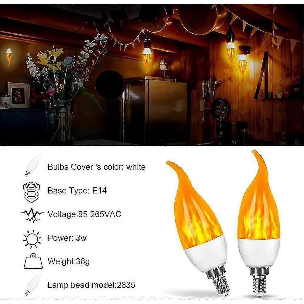 Żarówka LED E14, 3W LED Żarówka Płomień z 3 Trybami Oświetlenia, 1800K Retro Lampa Dekoracyjna, Opakowanie 4 szt.