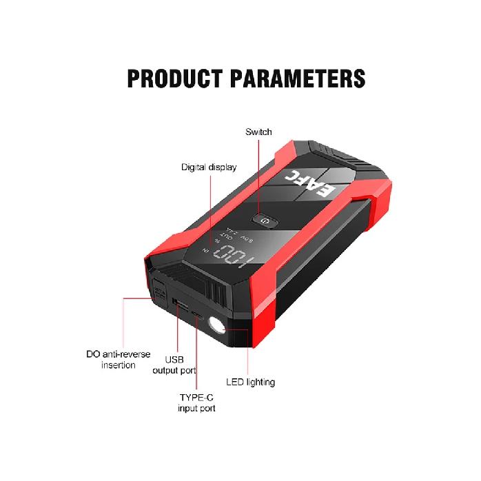 EAFC 12V Car Jump Starter PowerBank2000A /1200A Portable Car Battery Booster Charger Starting Device Emergency Start-up Lighting
