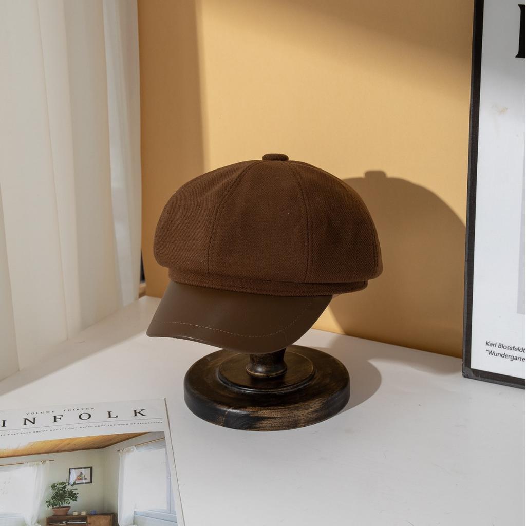 Autumn and winter Maillard wears a hat female retro painter beret shade cloud octagonal hat trendy versatile duck tongue