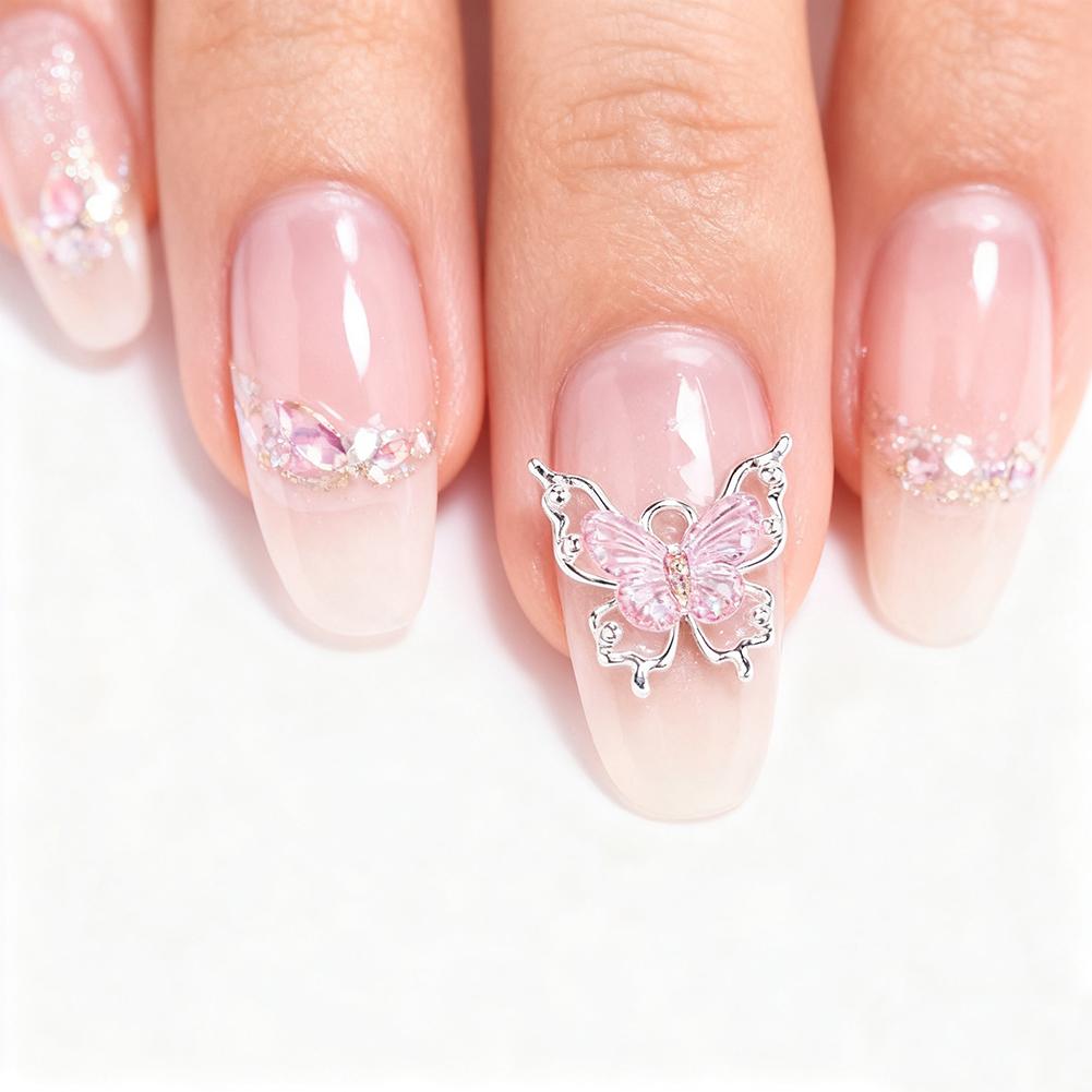 10pcs Butterflies Nail Decoration Shiny Stereoscopic Nail Charm Art 3D Stereoscopic Visual Effect Gradient Iridescent Butterflie