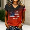 Women's V-Neck Casual Letter Print Short Sleeve T-Shirt, Fashion Graphic Tee Top
