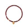 Natural Garnet Beaded Bracelet With Coin Charm Lucky Bag Pendant Boho Chic Womens Handmade Jewelry Gift