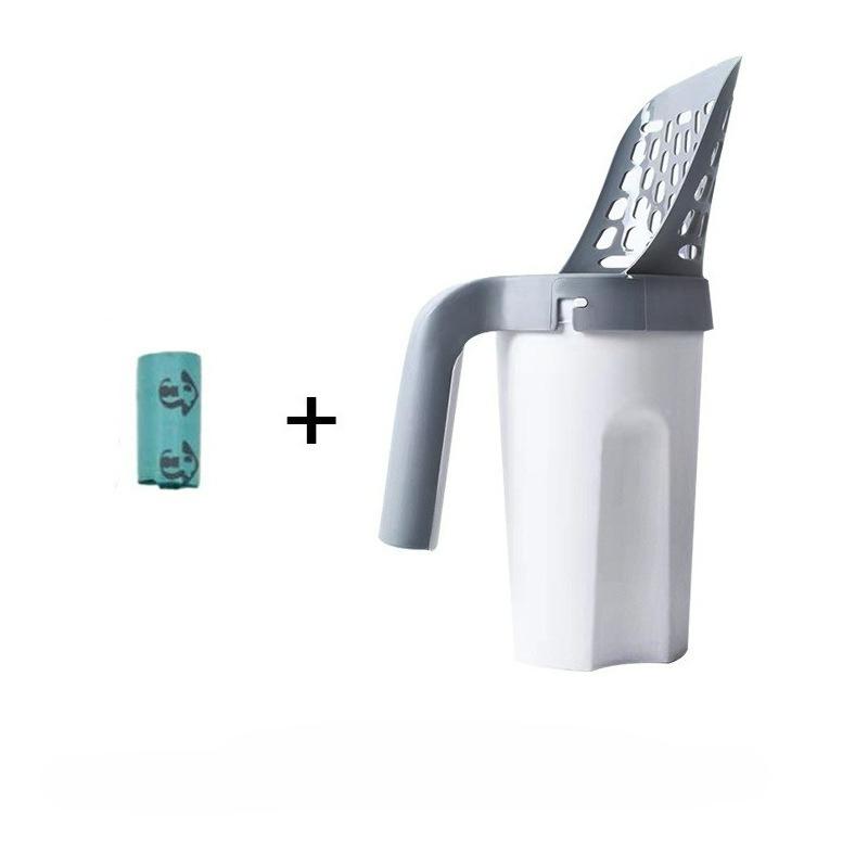 Large-Capacity Cat Litter Scoop with Integrated Trash Can - Portable Easy-Clean Plastic Pet Waste Shovel for Cats, Ideal