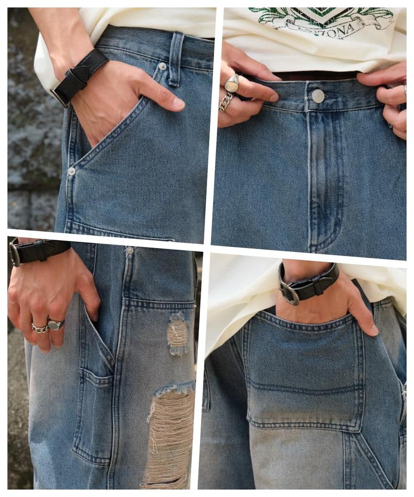 WEGO Double Knee Distressed Denim Medium Streetwear Men's Shorts, Medium, Denim,