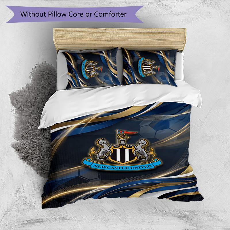Newcastle United Football Printed 3 Pieces Bedding Set, Comfortable Skin Friendly Bedroom Duvet Cover Set
