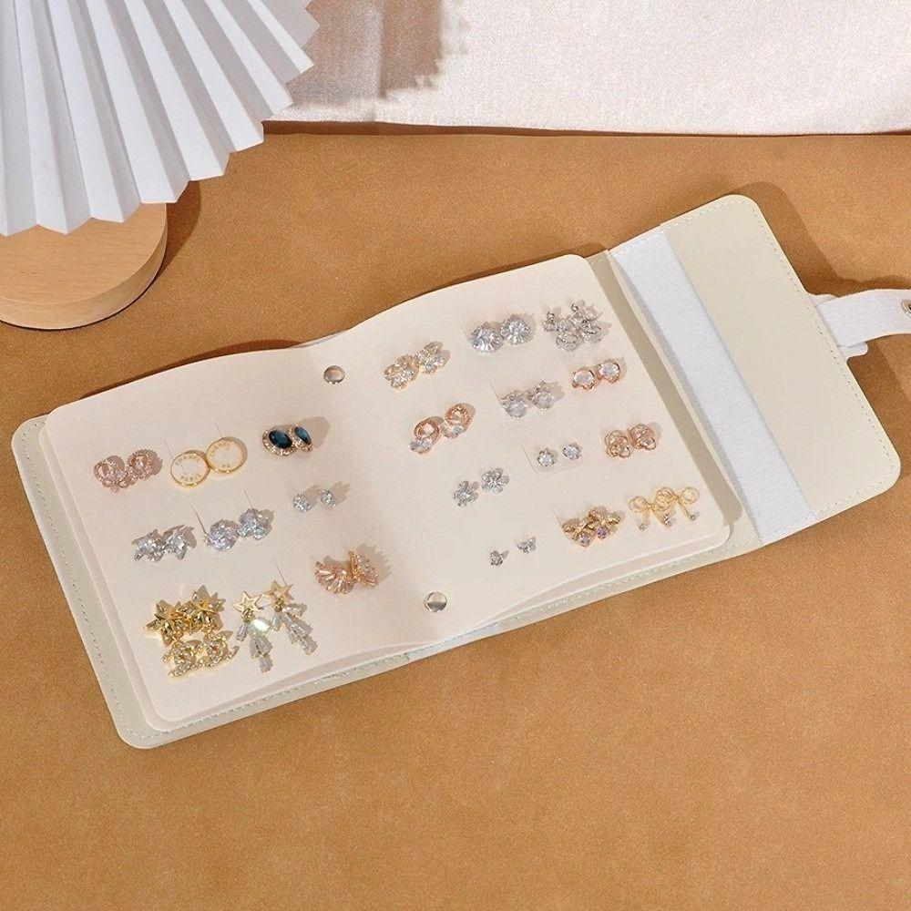 Leather Travel Jewelry Organizer Bag Foldable Jewelry Rolls for Studs, Hoops and Pendant Earrings