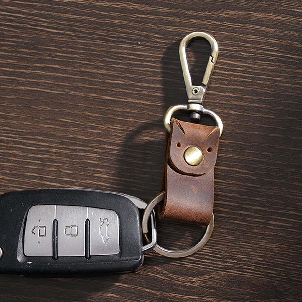 Fashion Leather Keychain, Unisex Key Chain Holder, Business Metal Ring with Belt Loop, Keyring