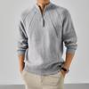 Men's High-End Luxury Knit Sweater: Stand-Up Collar, Half-Zip, Loose Fit for Autumn/Winter 