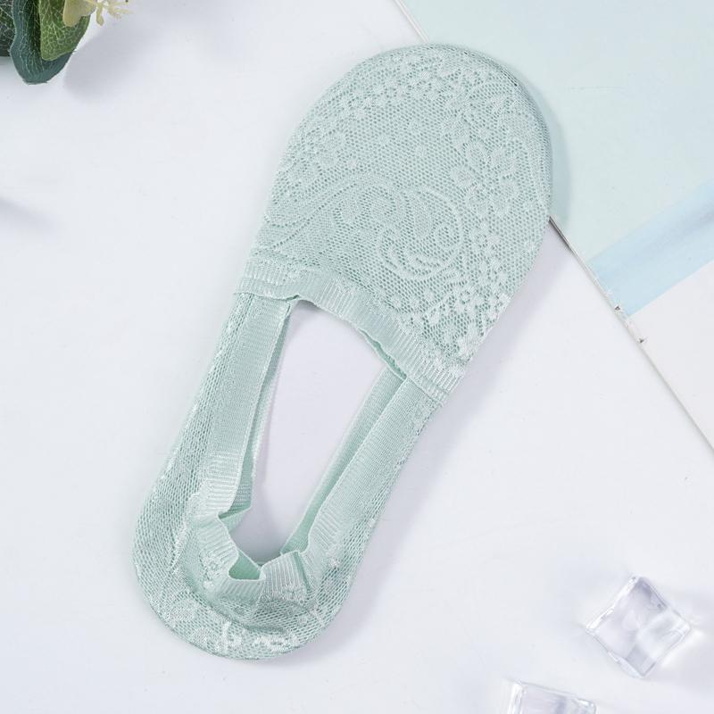 

Женские летние тонкие носки-лодочки, кружевные жаккардовые невидимые носки-лодочки, силиконовые, нескользящие, с пяткой, не спадающей, с хлопковой подошвой, впитывающие пот короткие носки one size зелёный