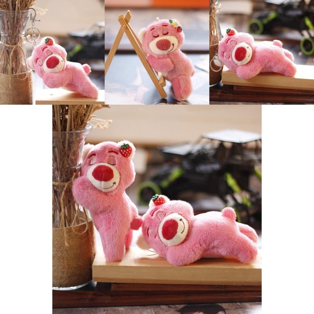 Adorable Pink Bear Plush Keychain Cute Stuffed Animal With Soft Short Plush