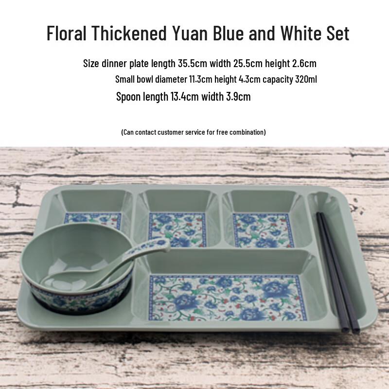 Chinese Style Divided Melamine Lunch Tray Set