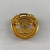 Used CHANEL Coco Mark Circle Brooch with Rice Grains, Gold
