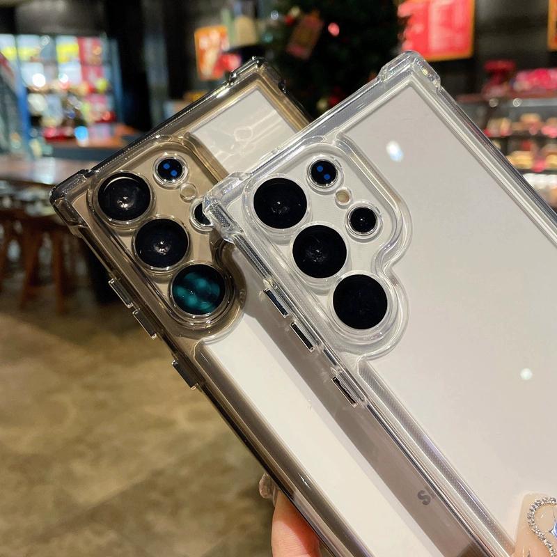 Luxury Transparent Case For Samsung Galaxy S25 S24 S23 S22 Ultra Plus FE A16 Soft Bumper Lens Protector Clear Hard Acrylic Cover