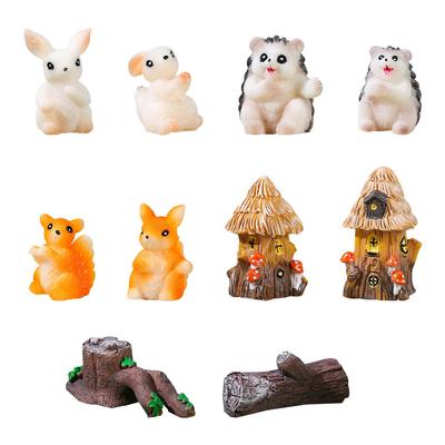 Voyyphixa Miniature Animal Set of and Rabbit Cute Decorative Micro Landscapes for Bonsai and Mini Scenery Collections 10, Hedgehog, Squirrel,
