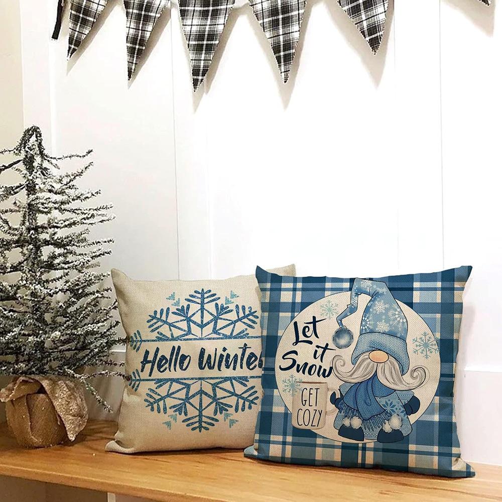 Christmas Gnomes and Winter Wishes Pillowcases: Cozy Decor for Your Home Sofas, Bedroom Pillow Covers, Holiday Gifts