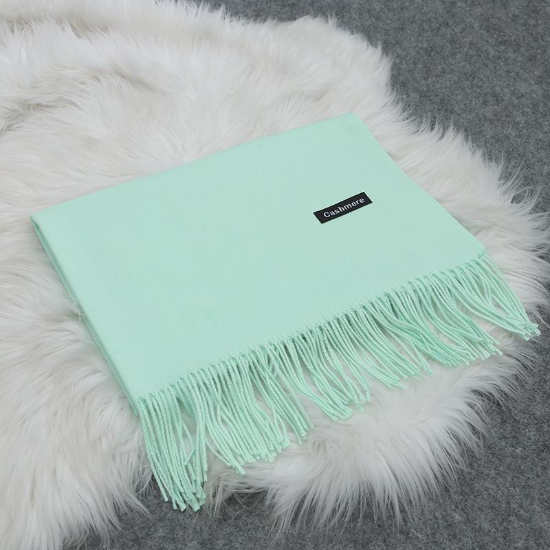 70*200 Cm Otoño E Invierno Nuevo Bufanda de Cachemira para Mujer Color Sólido Imitación Cachemira Bufanda Pull Gruesa Bordado Cachemira Chal