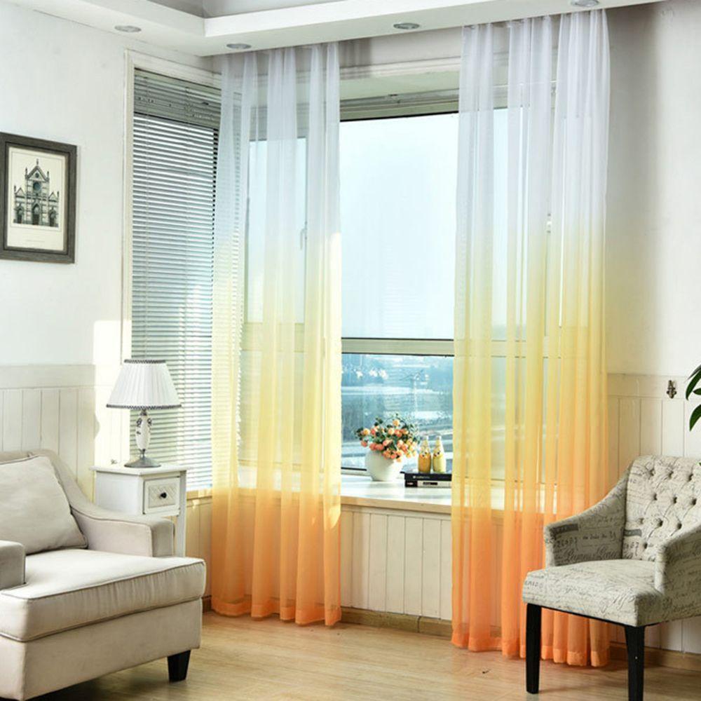 

Полиэстеровые оконные шторы градиентного цвета, тюль, однопанельная перегородка, прозрачная вуаль жёлтый
