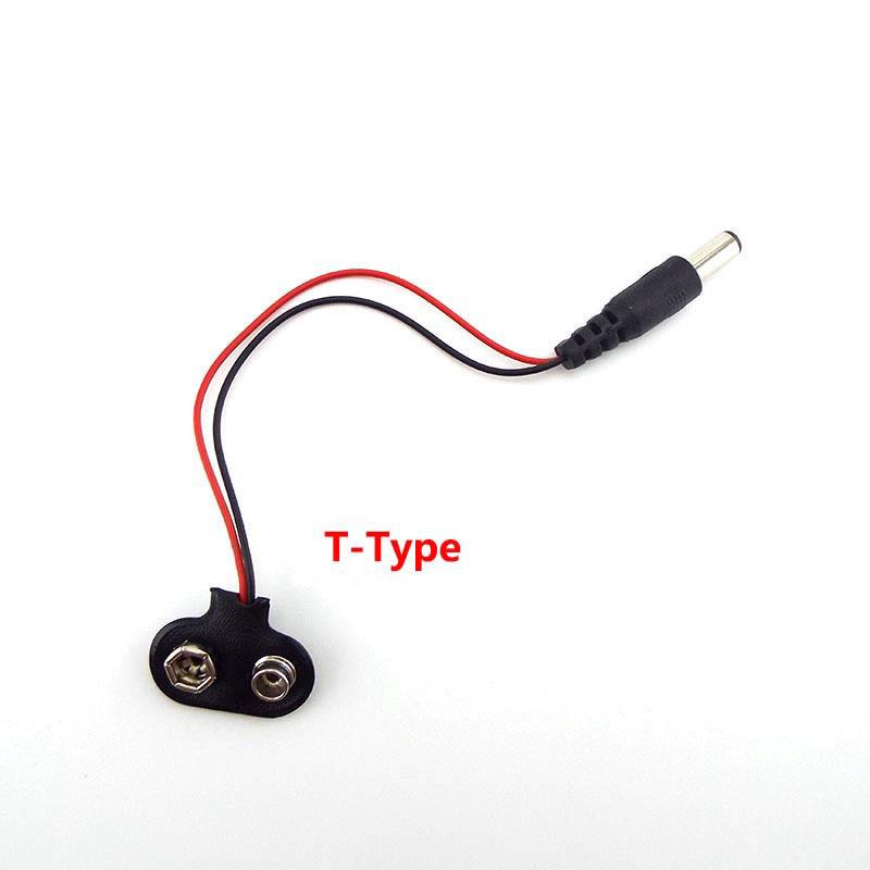 9V Battery Connector Power Clips DC Male Jack Male 5.5mmx2.1mmAlligator Snap Adapter Wire Holder Cable 9 Volt Lead Socket