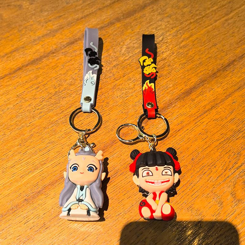 Popular Anime Keychain Nezha Ao Bing Key Chain Peripheral Doll Bag Key Ring Independent Packaging Birthday Gift Cartoon Frind
