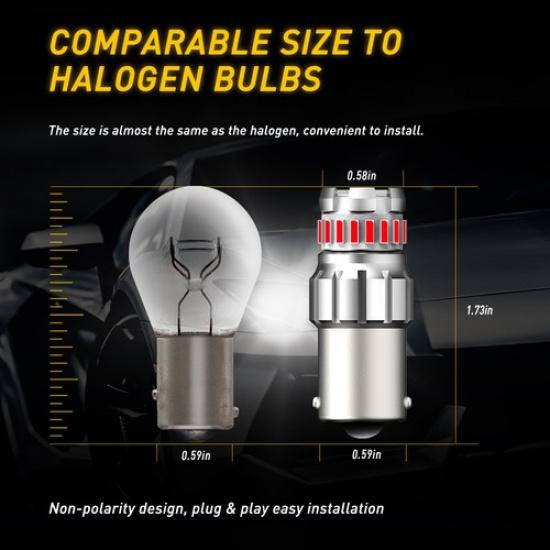 2X Red 1156 BA15S CANBUS LED Car Tail Brake Turn Signal Backup Light Bulb 2F EXV