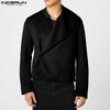 Men Lapel Long Sleeve Side Cross Short Blazer Casual Jackets Coats