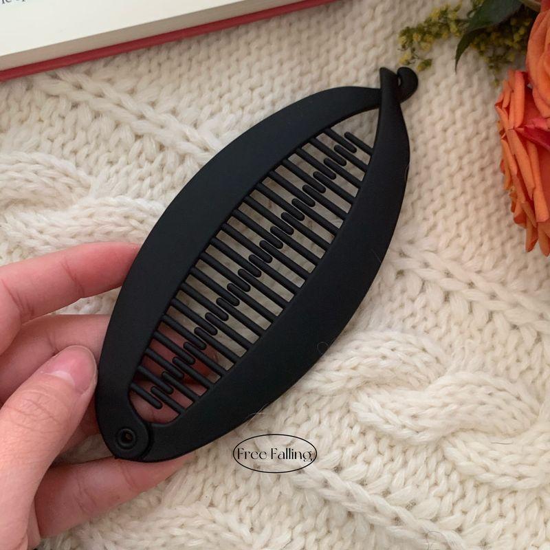 

Ff European and American Bloggers Same Style Large Black Matte Banana Clip High Ponytail Hair Clip Vertical Clip Basic Hairpin Black Matte Banana Clip